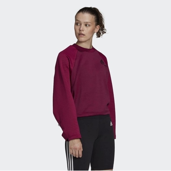 Adidas Women's Z.N.E Athletics Crew Cold.RDY, Power Berry, - Picture 2 of 15